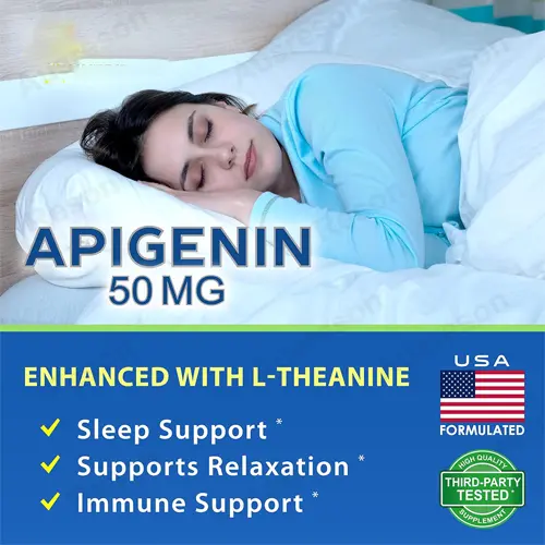 Apigenin 50mg capsules for Sleep and Relaxation | GMP factory