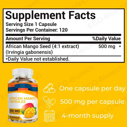 African Mango Seed Extract capsules Natural weight and metabolic support