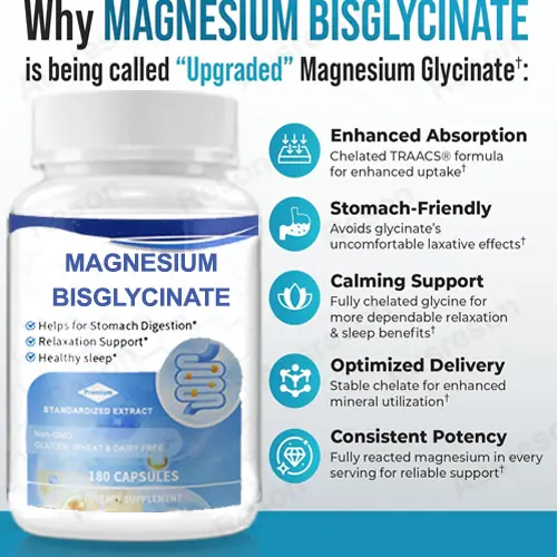 Magnesium Bisglycinate capsules: Sleep, Muscle, Bone