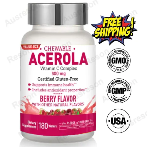 Acerola Vitamin C Chewable Tablets Whole Food Concentrate (85mg Vitamin C)