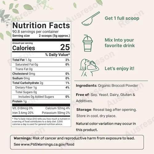 organic Broccoli Powder Green Superfood & fiber | Reson