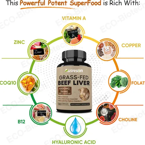 grass-fed beef liver capsules with Iron, Vitamin A, B12 for Energy
