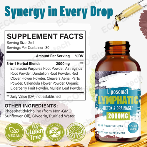 Liposomal Lymphatic Drainage Support Drops | 2000mg | oem manufacturer