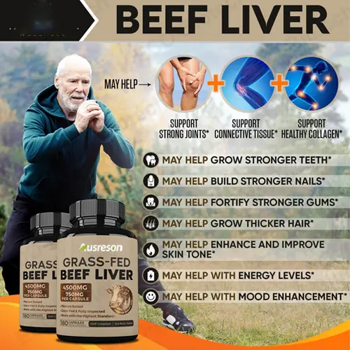 grass-fed beef liver capsules with Iron, Vitamin A, B12 for Energy