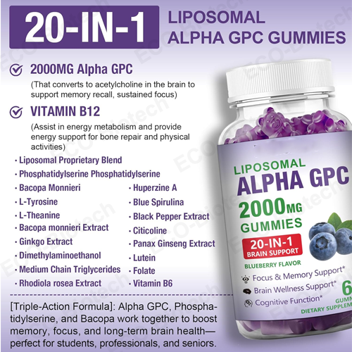 300mg Liposomal Alpha GPC gummies | Brain Health | Reson