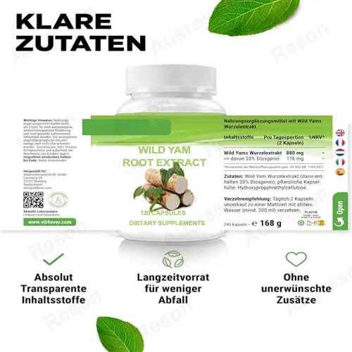 Wild Yam Root extract capsules GMP certification | Reson