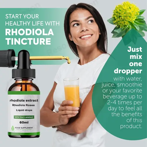 Organic rhodiola extract liquid drops in Cold-Pressed